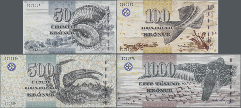 Faeroe Islands: Faeroe Islands Government, set with 5 banknotes, series 2001-200...