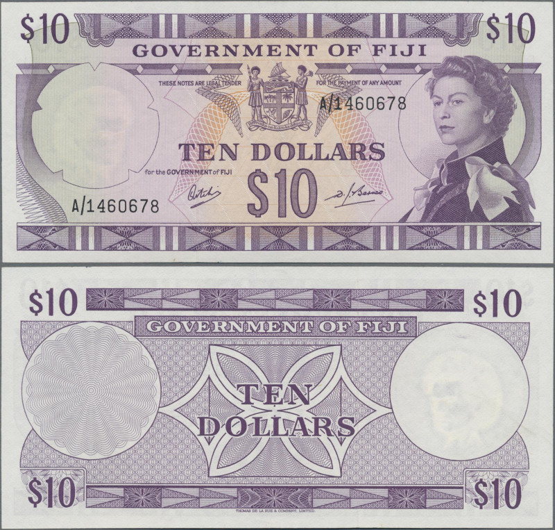 Fiji: Government of Fiji 10 Dollars ND(1969), P.62 with signatures Ritchie & Bar...