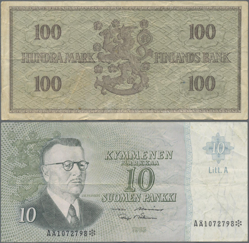 Finland: Finlands Bank, set with 10 banknotes, 1955-1980 series, with 1 Markkaa ...