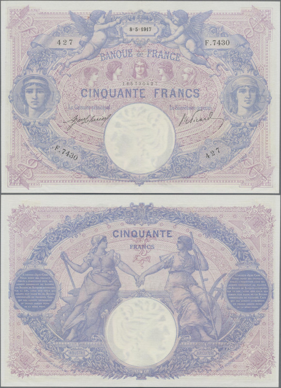 France: Banque de France 50 Francs 08.05.1917 with signatures: Laferrière & Pica...