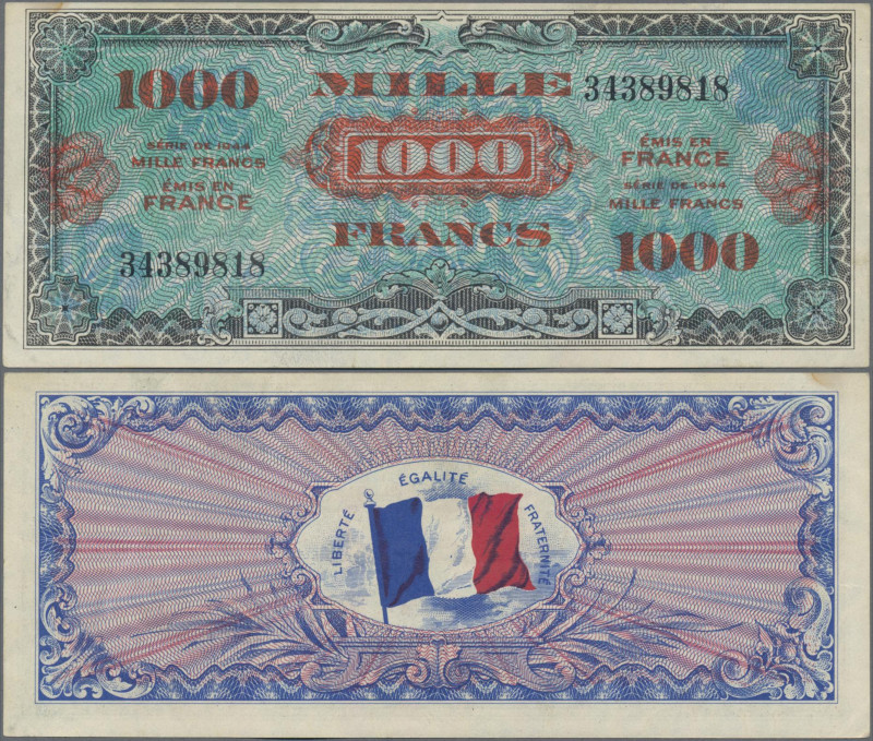 France: Allied Forces, 1.000 Francs 1944 with 1st Issue - Supplemental French Fr...