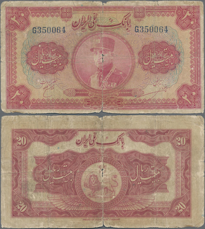 Iran: Bank Melli Iran 20 Rials AH1313 (1934), P.26b, margin splits and small tea...