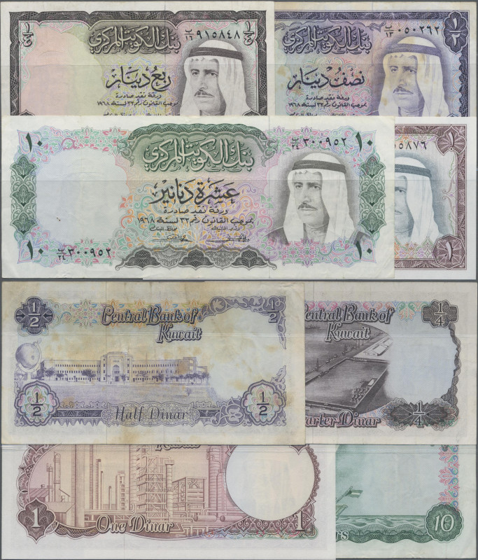 Kuwait: Central Bank of Kuwait, set with 4 banknotes, series L.1968, with ¼ Dina...