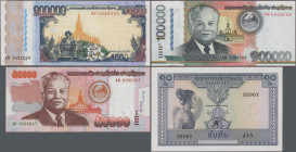 Laos: Banque Nationale du Laos, Lao Central National Committee and Bank of the Lao Peoples Democratic Republic, huge lot with 42 banknotes, 1957-2011 ...