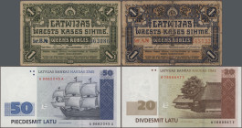 Latvia: Latvian Government Currency Note and Latvijas Bankas, lot with 17 banknotes, 1919-2004 series, including 2x 1 Rublis 1919 (P.1 (VG) and P.2a (...