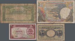 Lebanon: République Libanaise and Banque de Syrie et du Liban, nice lot with 7 banknotes, 1942-1957 series, including 10 Piastres 31.07.1942 (P.35, VG...