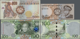 Lesotho: Lesotho Monetary Authority and Central Bank of Lesotho, nice lot with 17 banknotes, 1979-2010 series, comprising 3x 2 MAloti 1979, 1981 and 1...