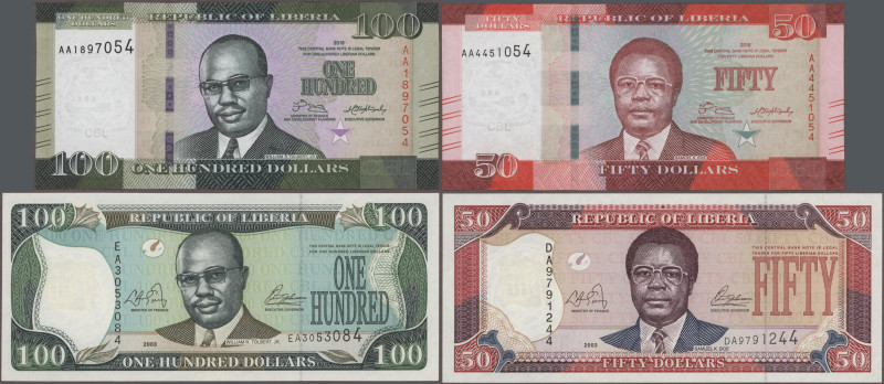 Liberia: National Bank and Republic of Liberia, set with 12 banknotes 1989-2016 ...