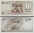 Lithuania: Lietuvos Bankas 10 Litu 1991, P.47a (”GIRÉNAS” spelled incorrectly without accent on ”E”), tiny dint lower right, otherwise perfect, Condit...