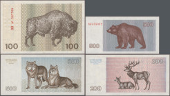 Lithuania: Lietuvos Respublika, set with 16 banknotes, 1991-1993 series, including 0,10, 0,20 and 0,50 Talonas 1991 (P.29b-31b, UNC), 1, 2x 3, 5, 10 a...