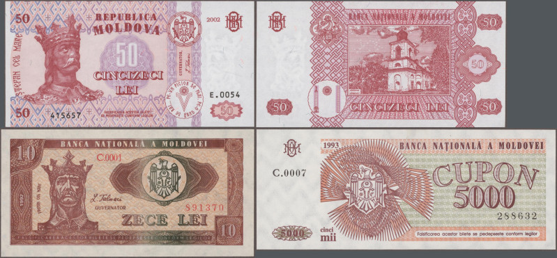 Moldova: Nice lot with 17 banknotes, 1992-2004 series, comprising RSS Moldova 10...