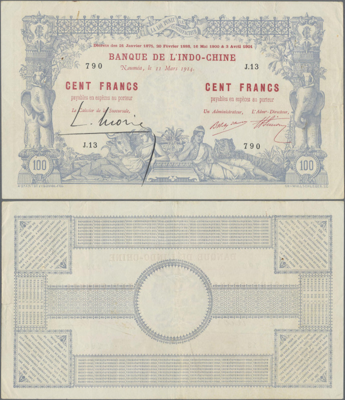 New Caledonia: Banque de l'Indo-Chine – NOUMEA, 100 Francs D.1875-1901 (11.03.19...