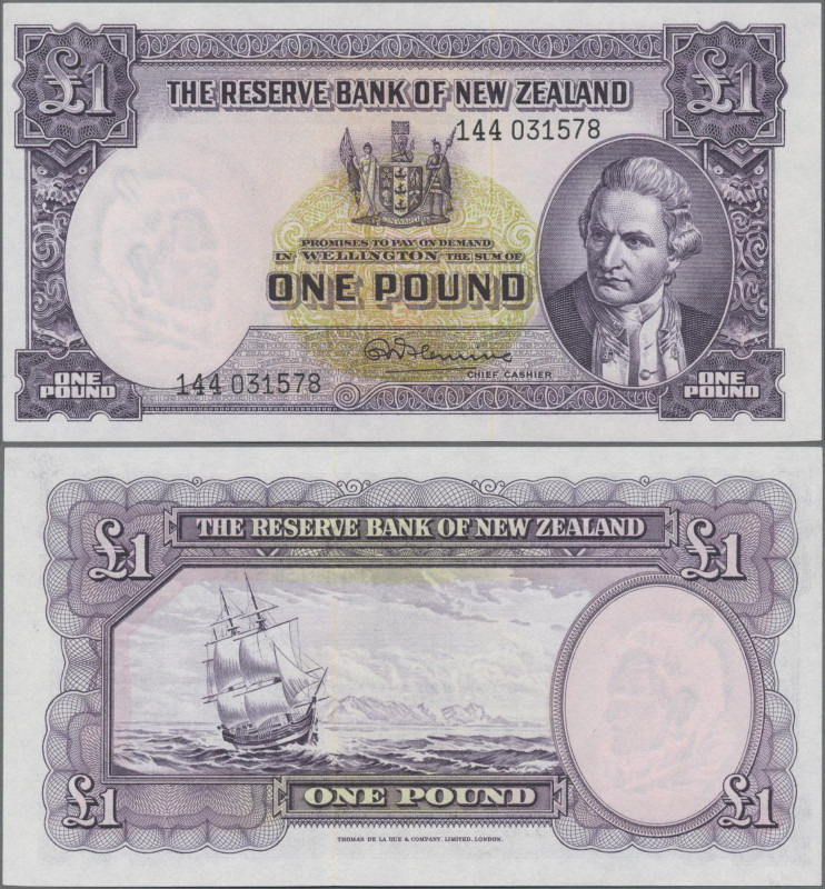 New Zealand: Reserve Bank of New Zealand, 1 Pound ND(1940-67) with signature: Fl...