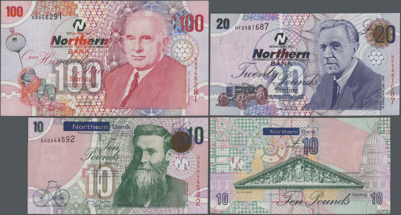 Northern Ireland: Northern Bank, lot with 3 banknotes, 20 Pounds 2005 (P.207a, U...