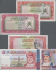 Oman: Oman Currency Board and Oman Central Bank, lot with 25 banknotes, 1973-2005 series, comprising 100 Baisa-1 Rial Omani ND(1973) (P.7-10, UNC), 10...