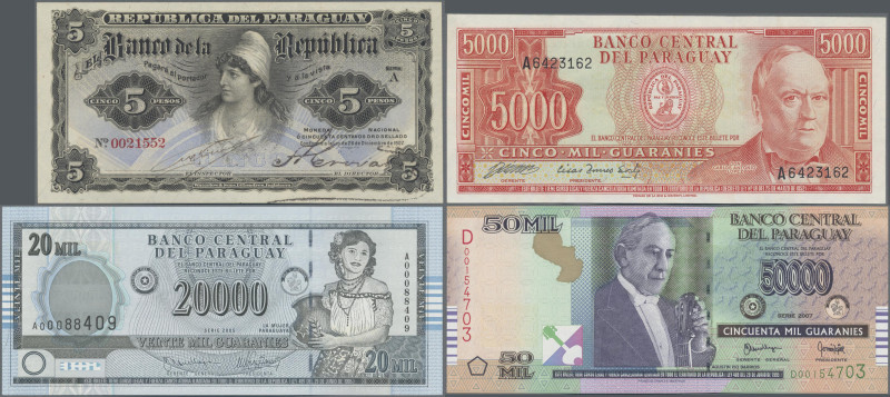 Paraguay: Very nice collection with 30 banknotes, 1865-2010, comprising for exam...