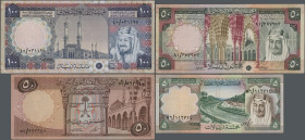 Saudi Arabia: Saudi Arabian Monetary Agency, set with 10 banknotes, 1961-1976 series, including 1 Riyal AH 1379 (1961) (P.6, VG), 2x 1, 5, 10 and 50 R...