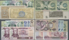 Scotland: Bank of Scotland, nice lot with 10 banknotes, including 1 Pound 1940 (P.91b, XF+/aUNC), 1 Pound 1967 (P.105b, F), 3x 1 Pound 1980, 1981 and ...
