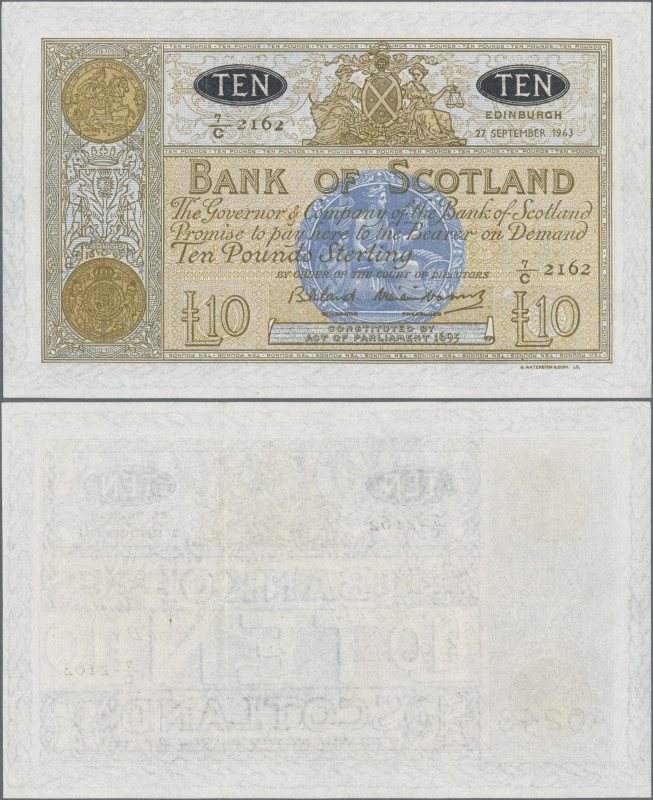 Scotland: Bank of Scotland, 10 Pounds 27.09.1963 with signatures: Bilsland & Wat...