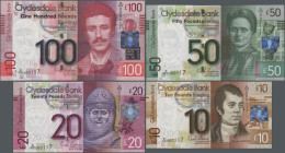 Scotland: Clydesdale Bank PLC, very nice and high value lot with 7 banknotes 2009-2015 series, with 5 Pounds 2009 (P.229l, UNC), 2x 10 Pounds 2009 (P....