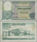 Scotland: The National Bank of Scotland Limited 5 Pounds 1957, P.262, beautiful banknote in great original shape, just a soft vertical bend and stains...