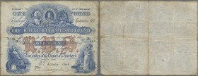 Scotland: The Royal Bank of Scotland, 1 Pound 01.09.1917 with signature: Lunan, P.316d, still very nice for this early issued banknote, toned paper, m...