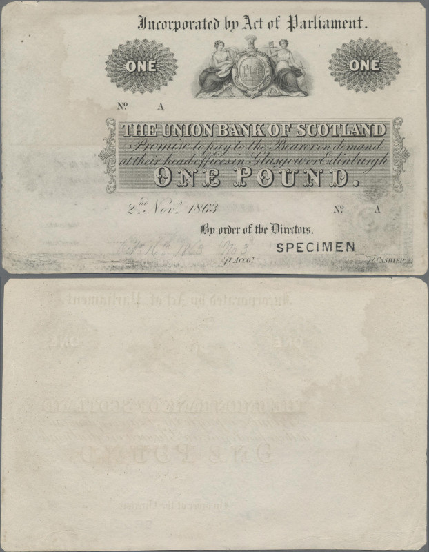 Scotland: The Union Bank of Scotland, 1 Pound, 02.11.1863, intaglio printed SPEC...