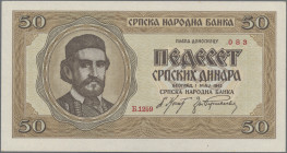Serbia: Serbian National Bank, lot with 29 banknotes 50 Dinara 1942, some with consecutive serial number, P.29 in almost perfect condition, unfolded, ...