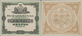 Sweden: Mälare Provinsernas Enskilda Bank, 50 Kronor 1875 SPECIMEN, P.S329s, without signatures and serial number in perfect UNC condition. Very Rare!...