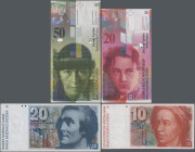 Switzerland: Schweizerische Nationalbank, lot with 6 banknotes, including 50 Franken 1973 (P.48, VF/VF+), 10 Franken 1990 (P.53, F/F+), 20 Franken 198...