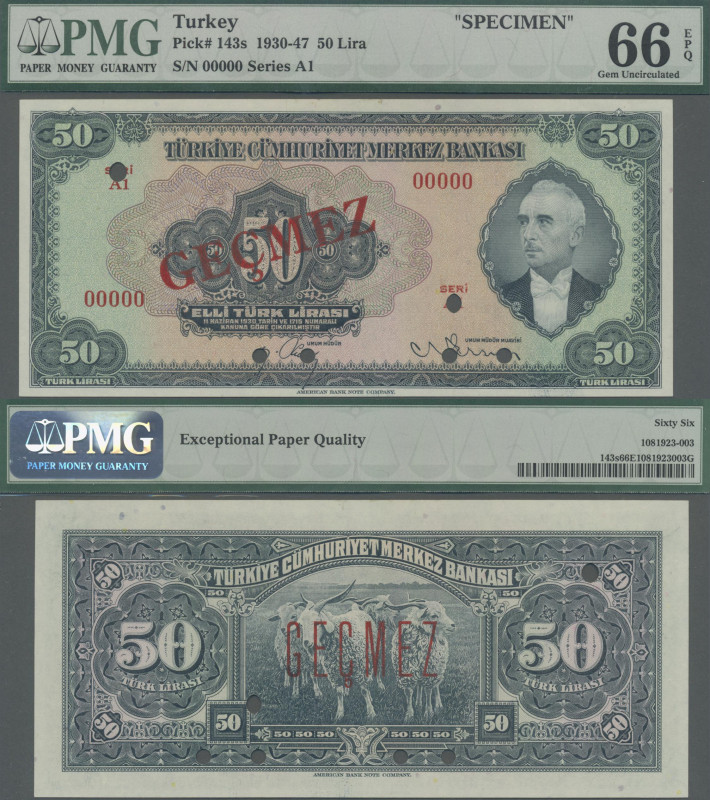 Turkey: Central Bank of Turkey Republic, 50 Lira L.1930 (1930-47) SPECIMEN, P.14...