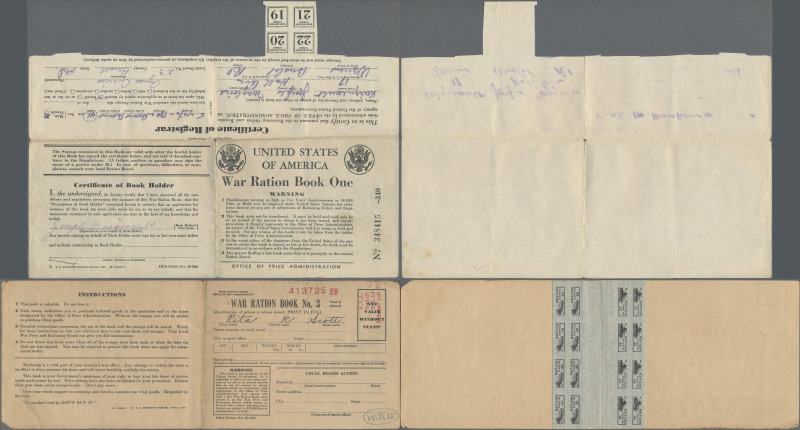 United States of America: Set with two War Ration Books N°1 and N°3 1940's, both...