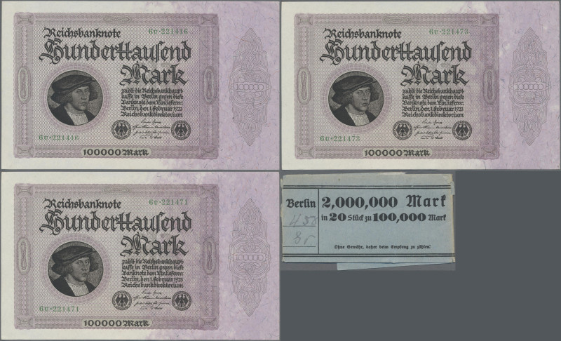 Deutschland - Deutsches Reich bis 1945: Lot mit 20 Banknoten 100.000 Mark 1923, ...