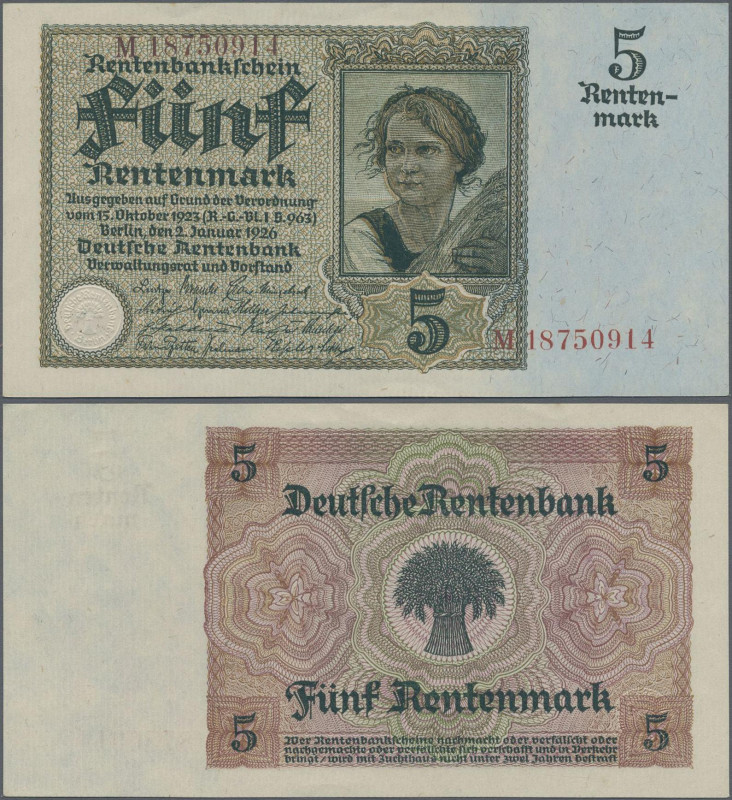 Deutschland - Deutsches Reich bis 1945: 5 Rentenmark 1926, KN 8-stellig M1875091...