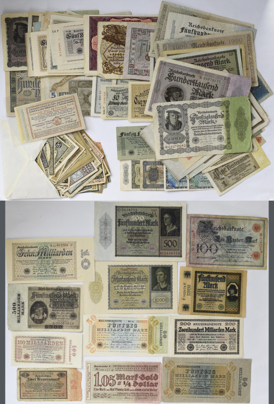 Deutschland - Deutsches Reich bis 1945: Lot ca. 200 Banknoten, davon Kaiserreich...