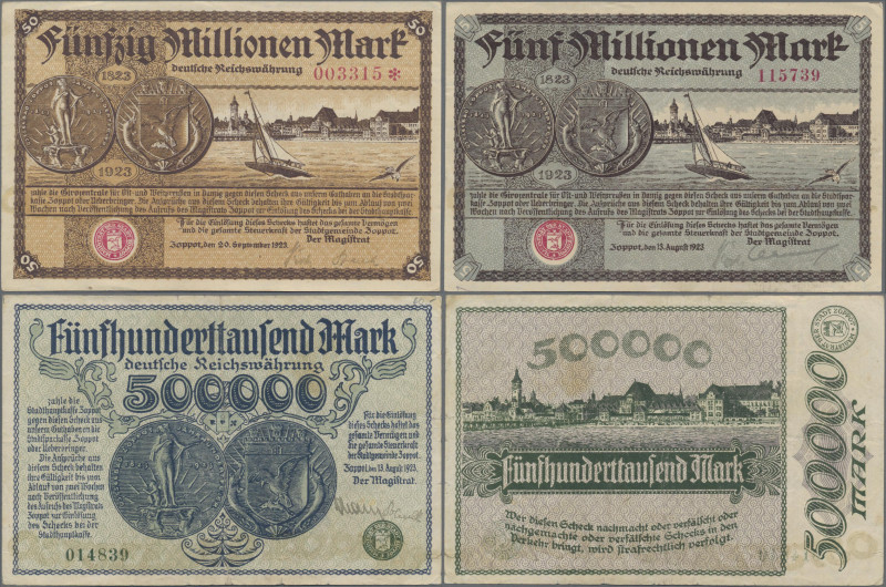 Deutschland - Nebengebiete Deutsches Reich: Zoppot, Magistrat, Lot mit 6 Notgeld...