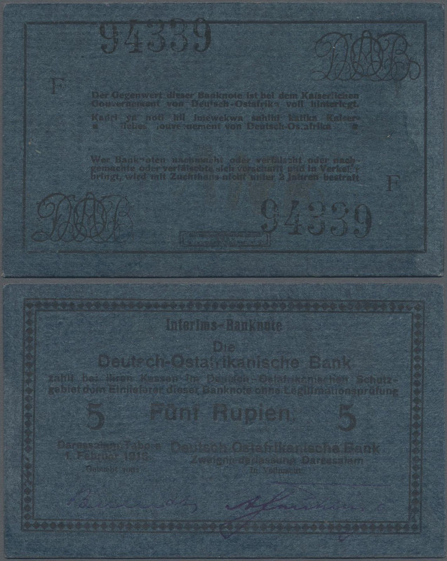 Deutschland - Kolonien: Deutsch-Ostafrikanische Bank – Interimsbanknote 5 Rupien...