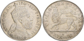 Äthiopien: Menelik II. 1889-1913: 1 Birr 1897 A (1889 EE). KM# 5. 28,13 g, fast vorzüglich.
 [differenzbesteuert]