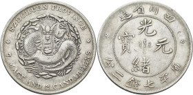 China: Provinz Szechuan, Dollar (7 mace and 2 candareens) o.J. (1901-1908). KM# Y 238. Gewicht 26,58 g. Abnutzungsspuren, Kratzer, sehr schön+.
 [dif...