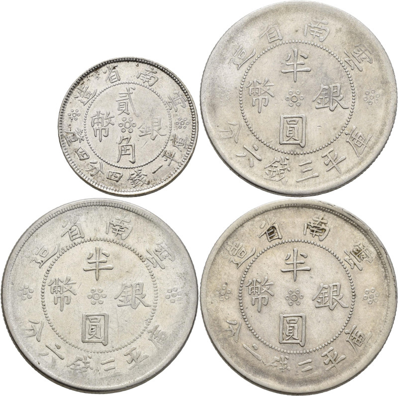 China: Provinz Yunnan, kleines Lot mit 1 x 20 Cents und 3 x 50 Cents. KM# Y 491 ...