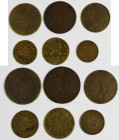 China: Kleines Lot 6 Kupfermünzen / Cashmünzen, dabei Honan mit 50 und 200 (2x) cash, Szechuan mit 100 + 200 Cash sowie 10 Cash aus Tai Ching Ti Kuo....