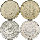 China: Kleines Lot mit 3 Provinz-Münzen, dabei Kwangtung 20 Cents Year 18 und 1 Mace und 44 Candareens ND (1909-1911) sowie 20 Cents der Manchurian Pr...