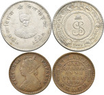 Indien: Bikanir Prinzenstaat, (Victoria Empress) Ganga Singh 1887-1942: ¼ Anna (One Quarter) 1895. KM# 71, sehr schön+. Dabei noch Rupie (Nazrana Rupe...