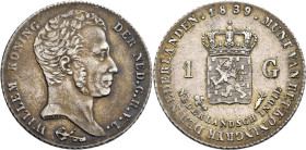 Niederl. Indien: Niederländisch Ost-Indien, Gulden 1839, KM# 300a. Dunkle Patina, sehr schön+.
 [differenzbesteuert]