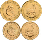Südafrika: 1 Rand 1980, KM# 63, Friedberg 12. 3,99 g, 917/1000 Gold, 2 Rand 1980, KM# 64, Friedberg 11. 7,99 g, 917/1000 Gold. Beide vorzüglich, Lot 2...