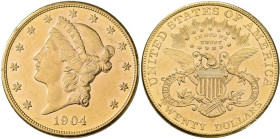 Vereinigte Staaten von Amerika: 20 Dollars 1904 S (Double Eagle - Liberty Head), KM# 74.3, Friedberg 178. 33,46 g, 900/1000 Gold. Kleine Kratzer, fast...