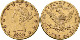 Vereinigte Staaten von Amerika: 10 Dollars 1887 S (Eagle - Liberty Head coronet) San Francisco, KM# 102, Friedberg 158. 16,65 g, 900/1000 Gold. Kratze...