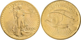Vereinigte Staaten von Amerika: 20 Dollars 1908 (Double Eagle - Saint-Gaudens ohne Motto in god we trust), KM# 127, Friedberg 183. 33,45 g, 900/1000 G...
