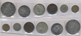 Vereinigte Staaten von Amerika: Kleines Lot 6 Stück, dabei Large Cent 1848, Indian Head Cent 1860, 5 Cents 1866, 2 x ½ Dollar sowie 1 x 1 Dollar 1922....