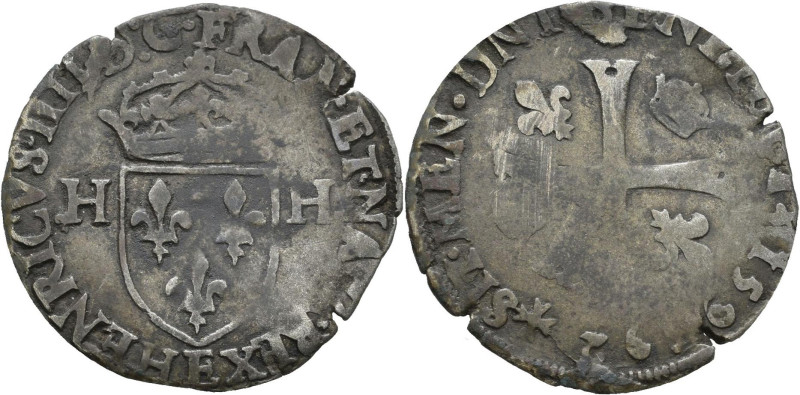 Frankreich: Henry IV. 1589-1610: Douzain aux deux H (1/12 ECU mit zwei H) 1592 ?...